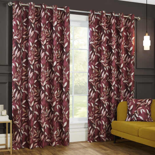 Madrid Wine Blackout Eyelet Curtains