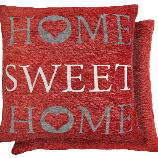 Home Sweet Home Burnt Orange Jacquard Cushion Cover Pair (43cm x 43cm)