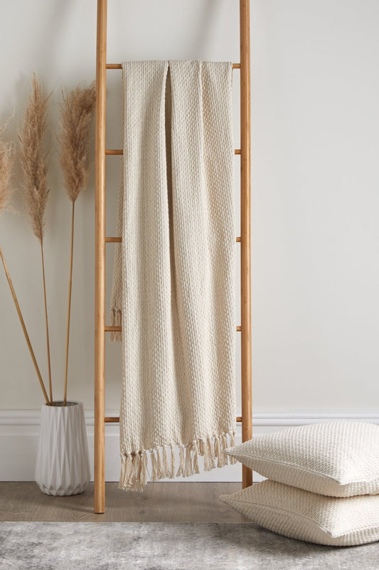 Hayden Cream Large Cotton Throw (200cm x 200cm)