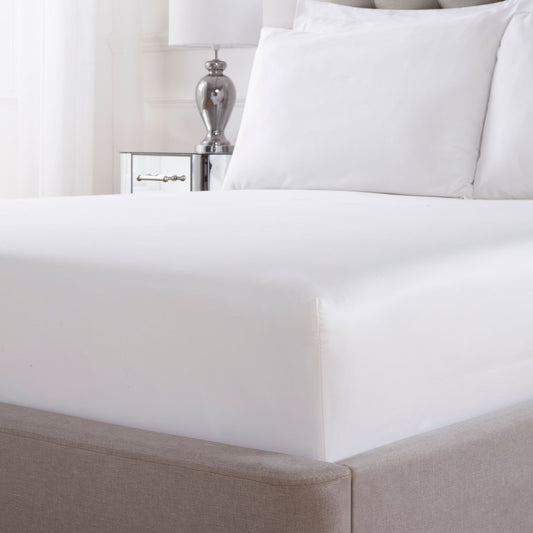 100% Cotton 400TC White Deep Fitted Sheet