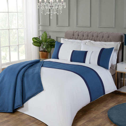 Eton Blue Pinsonic Velvet Super Soft Duvet Set