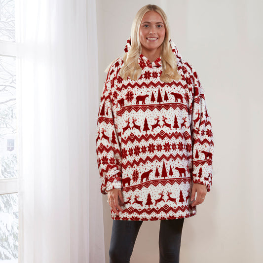 Fairisle Red Fleece Hoodie
