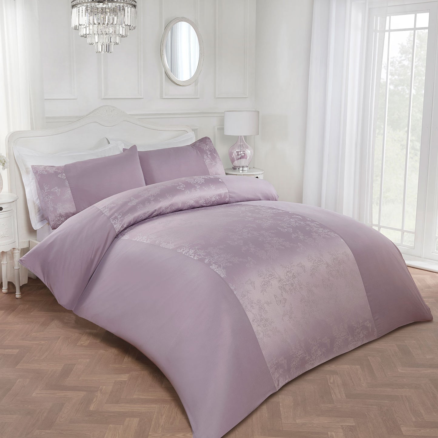 Felicity Lilac Luxury Jacquard Duvet Set