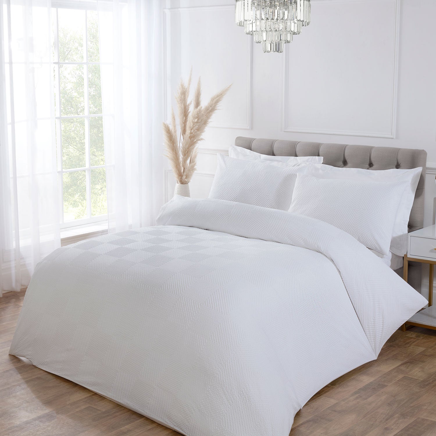 Gino White Embossed Super Soft Duvet Set Julian Charles Home