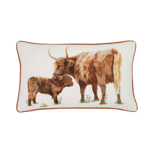 Highland Cow Family Printed Canvas Cushion (30cm x 50cm)