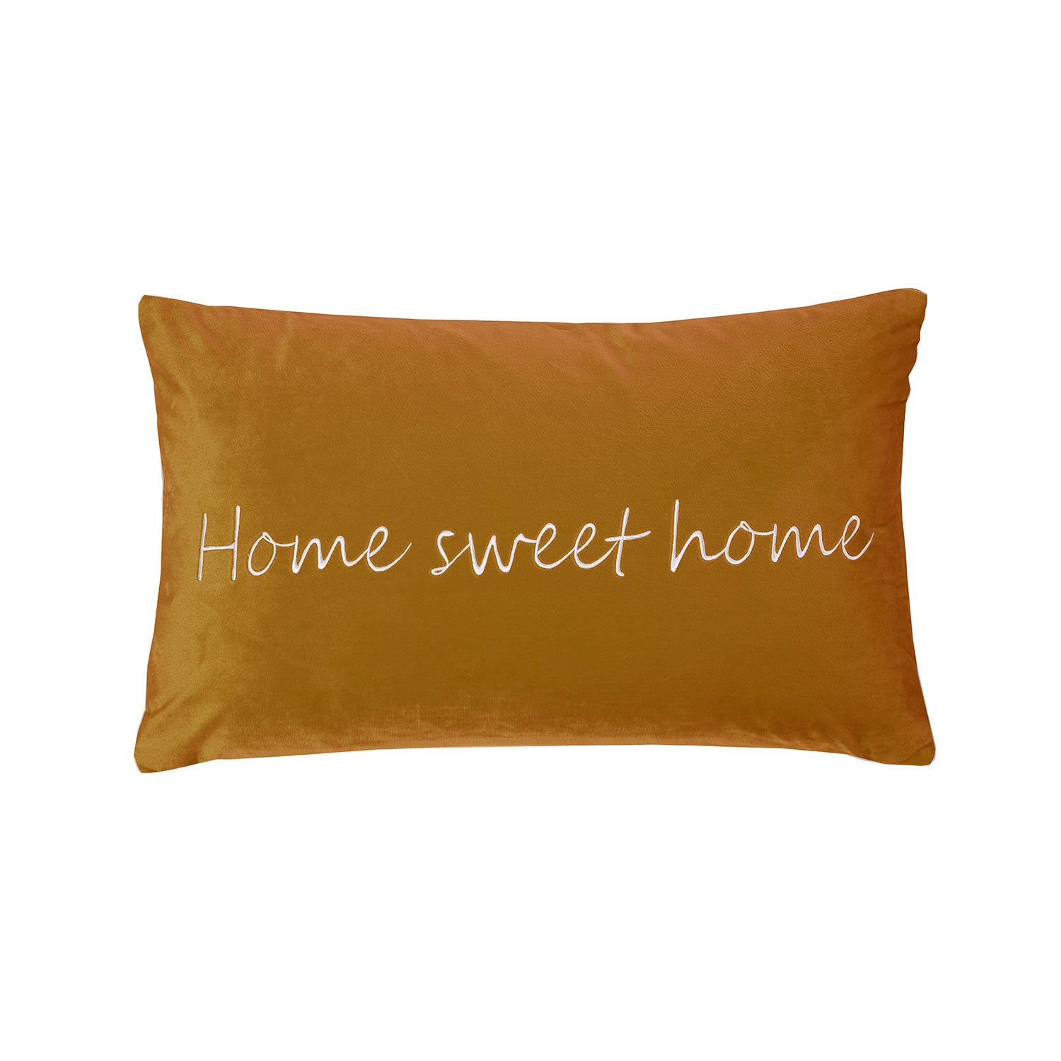 Home Sweet Home Ochre Embroidered Cushion (30cm x 50cm) Julian
