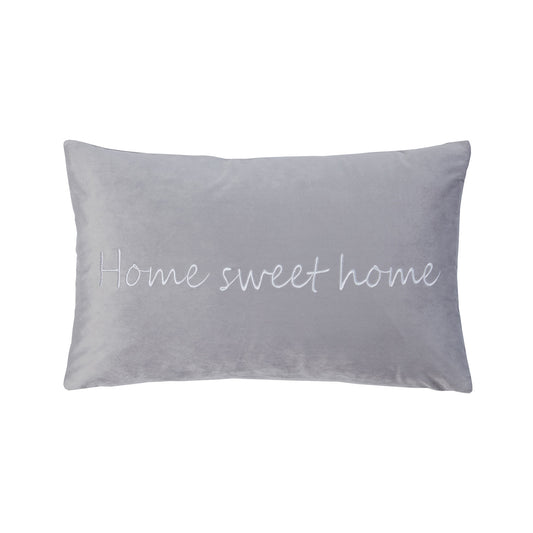 Home Sweet Home Silver Embroidered Cushion (30cm x 50cm)