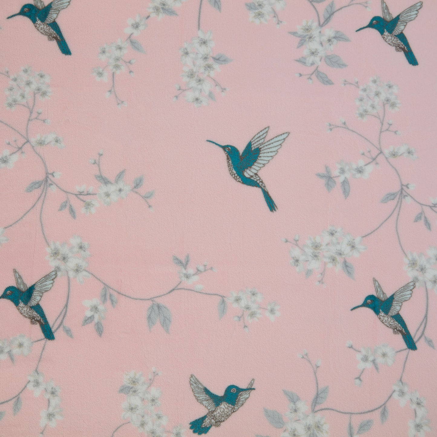 Hummingbird Pink Printed Fleece Throw (130cm x 150cm)