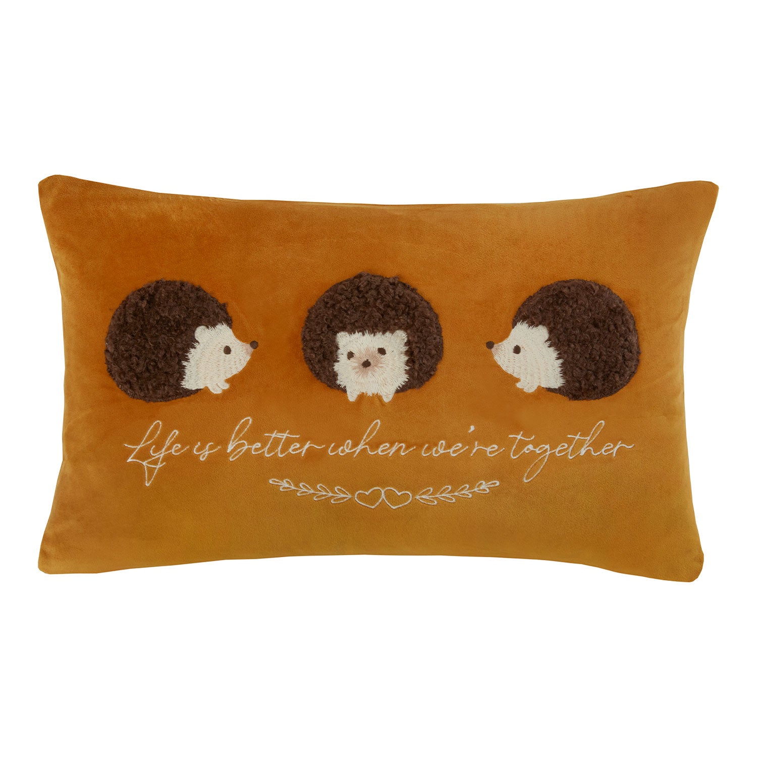 Hedgehog Better Together Ochre Applique Cushion (30cm x 50cm) Julian
