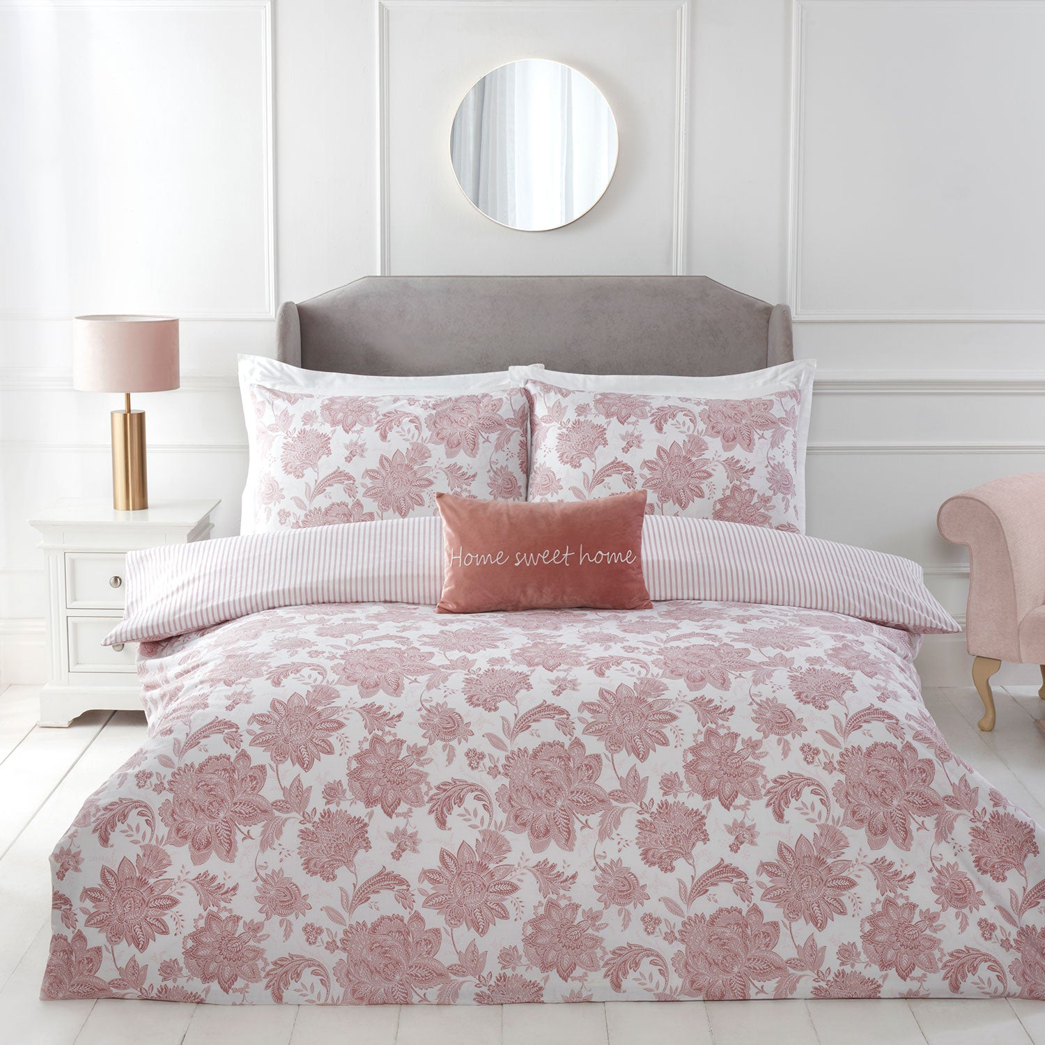 Monroe Blush Pink Reversible Duvet Set Julian Charles Home