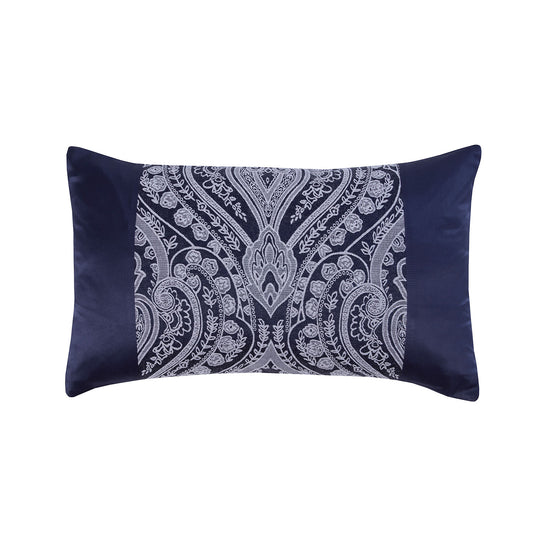 Regency Navy Rope Detail Jacquard Boudoir Cushion (50cm x 30cm)