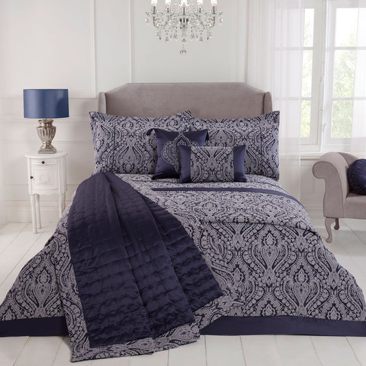 Regency Navy Luxury Cotton Rich Jacquard Duvet Cover