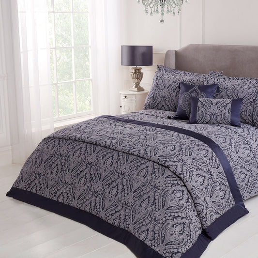 Regency Navy Quilted Jacquard Bedspread (260cm x 260cm)