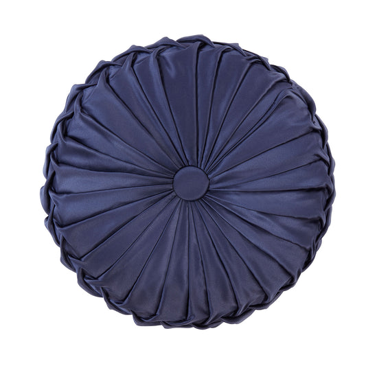 Regency Navy Rouched Round Cushion (30cm Diameter)