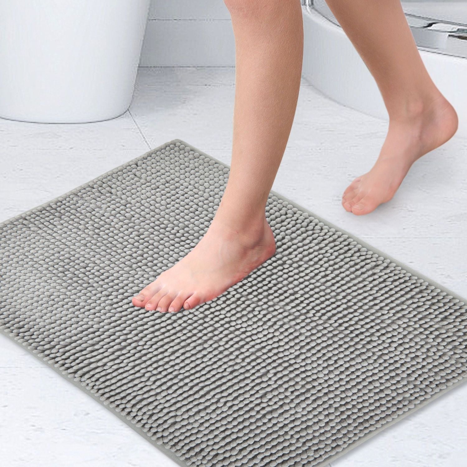 Noodle Silver Soft Touch Non-Slip Bath Mat – Julian Charles Home