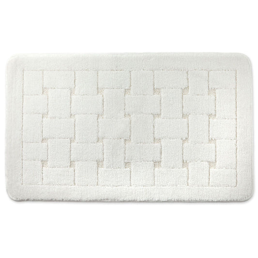 Orkney White Crosshatch Bath Mat