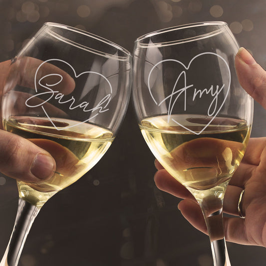 Personalised Heart Wine Glasses