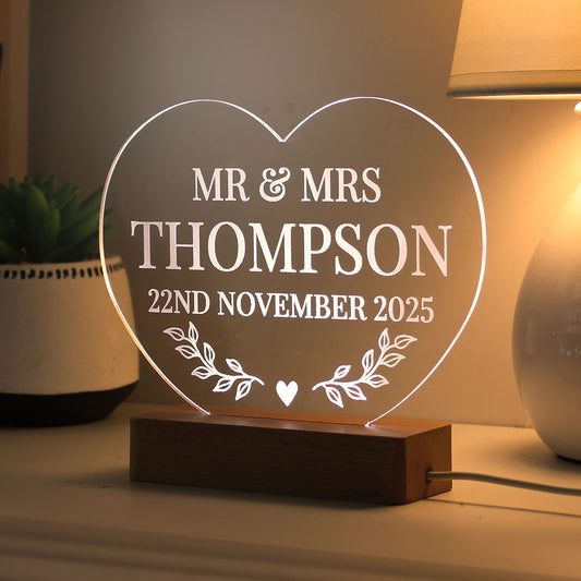 Personalised Heart Shape LED Light