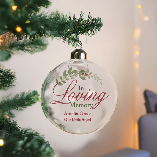 Personalised In Loving Memory Glass Bauble