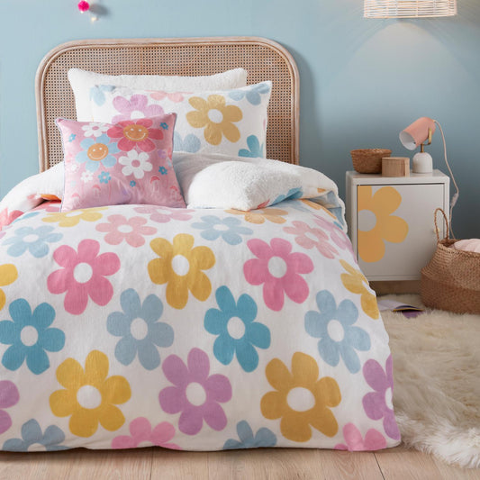 Retro Flower Fleece Duvet Set