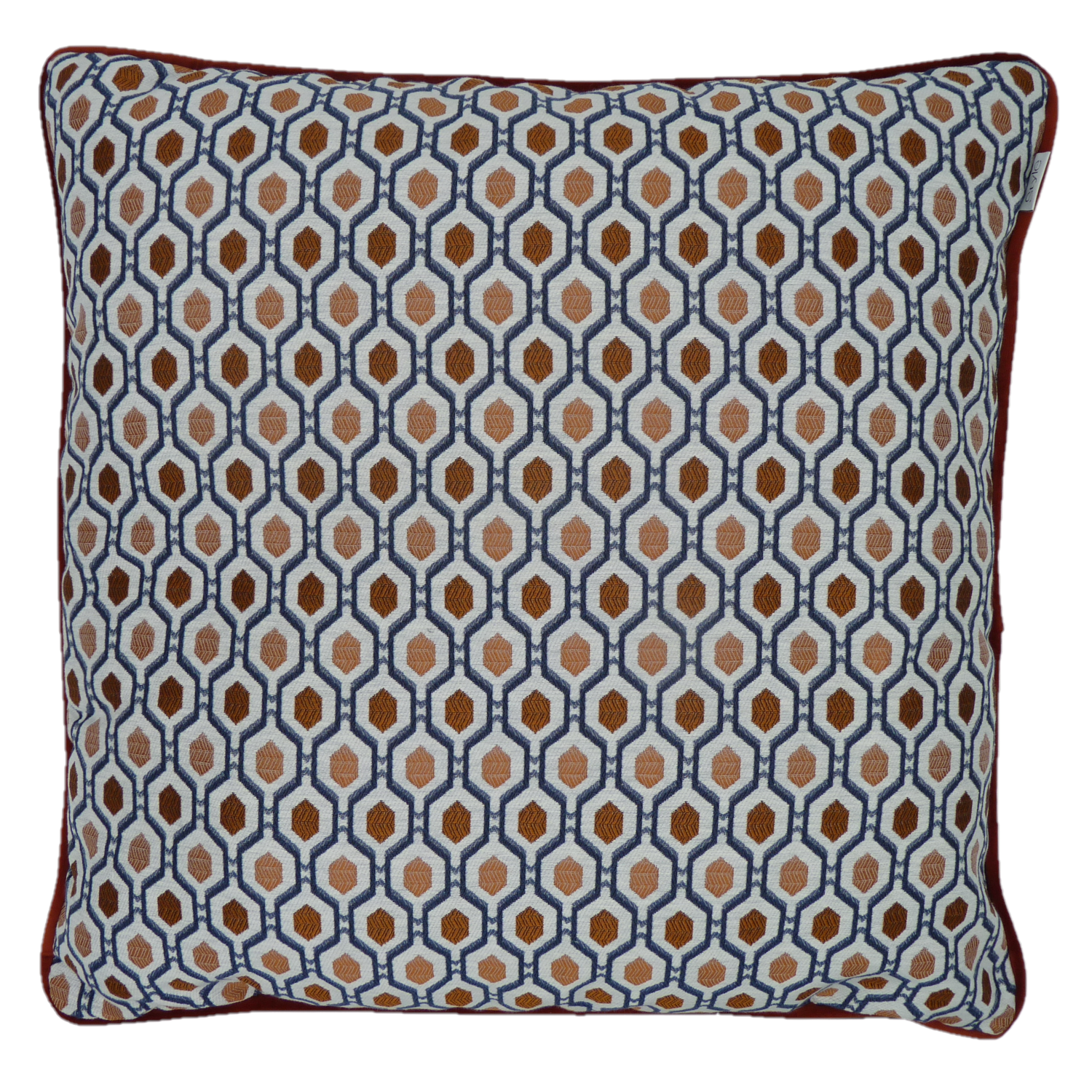 Recco Orange Spice Velvet Geometric Cushion Cover 55cm x 55cm