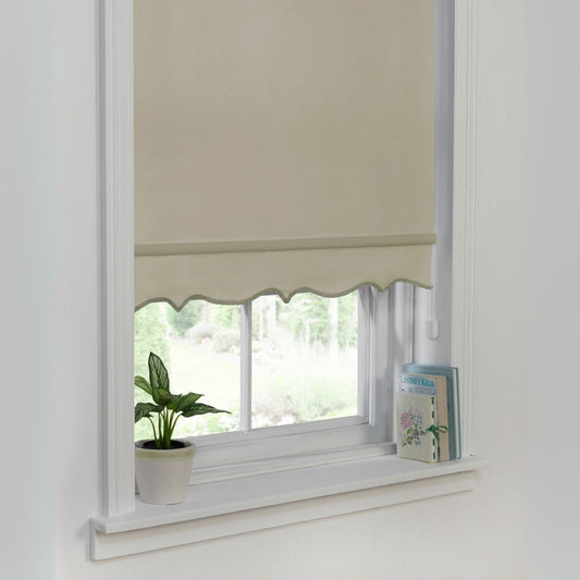 Cream Taupe Scalloped Roller Blind