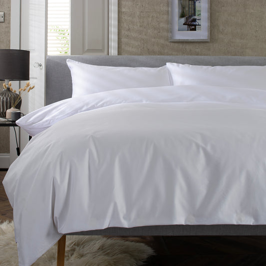 The Lyndon Company Savoy White 100% Cotton Sateen 400TC Duvet Set
