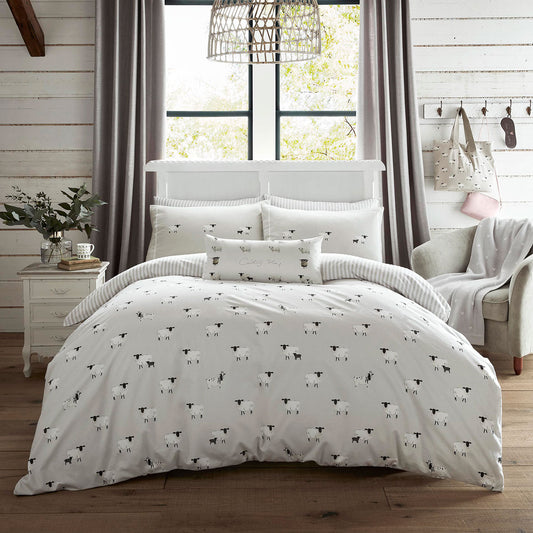 Sophie Allport Sheep Oatmeal Brushed Cotton Duvet Set