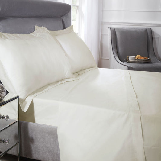 400 Thread Count Cream Cotton Flat Sheet