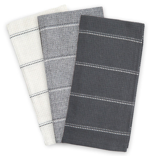 Utopia Grey 3 Pack Kitchen Tea Towel Set