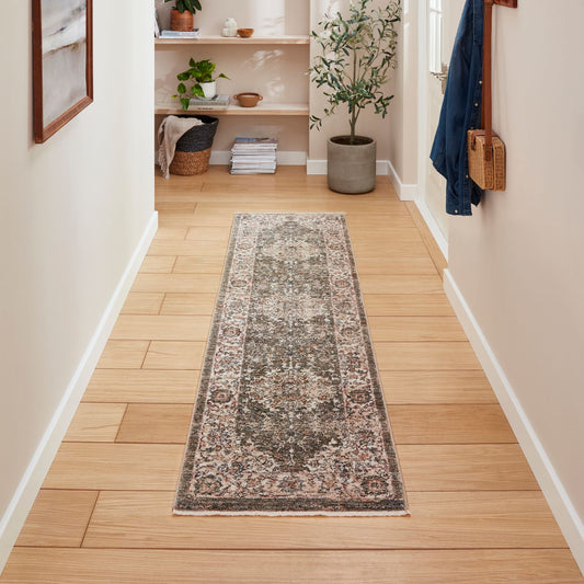 Vintage 35013 Green Traditional Runner Rug