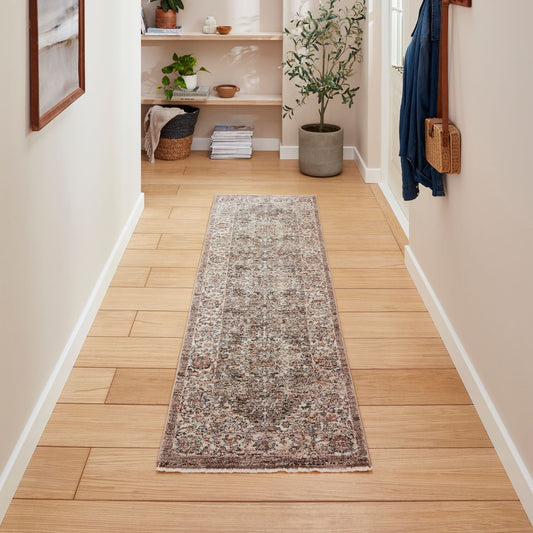 Vintage 35013 Grey Traditional Runner Rug