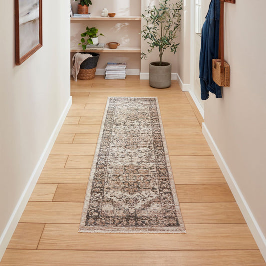 Vintage 35018 Green Traditional Runner Rug