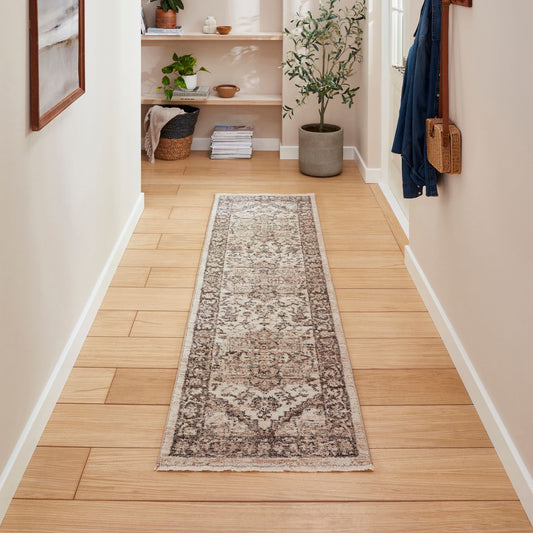 Vintage 35018 Grey Traditional Runner Rug