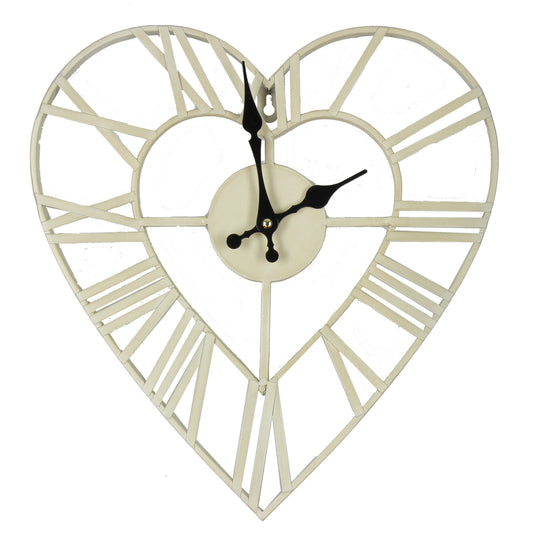 Metal Heart Cream Wall Clock