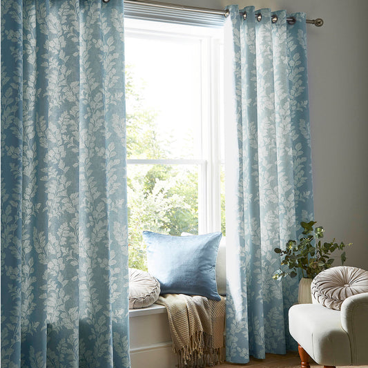 Laura Ashley Waxham Seaspray Blue Eyelet Curtain
