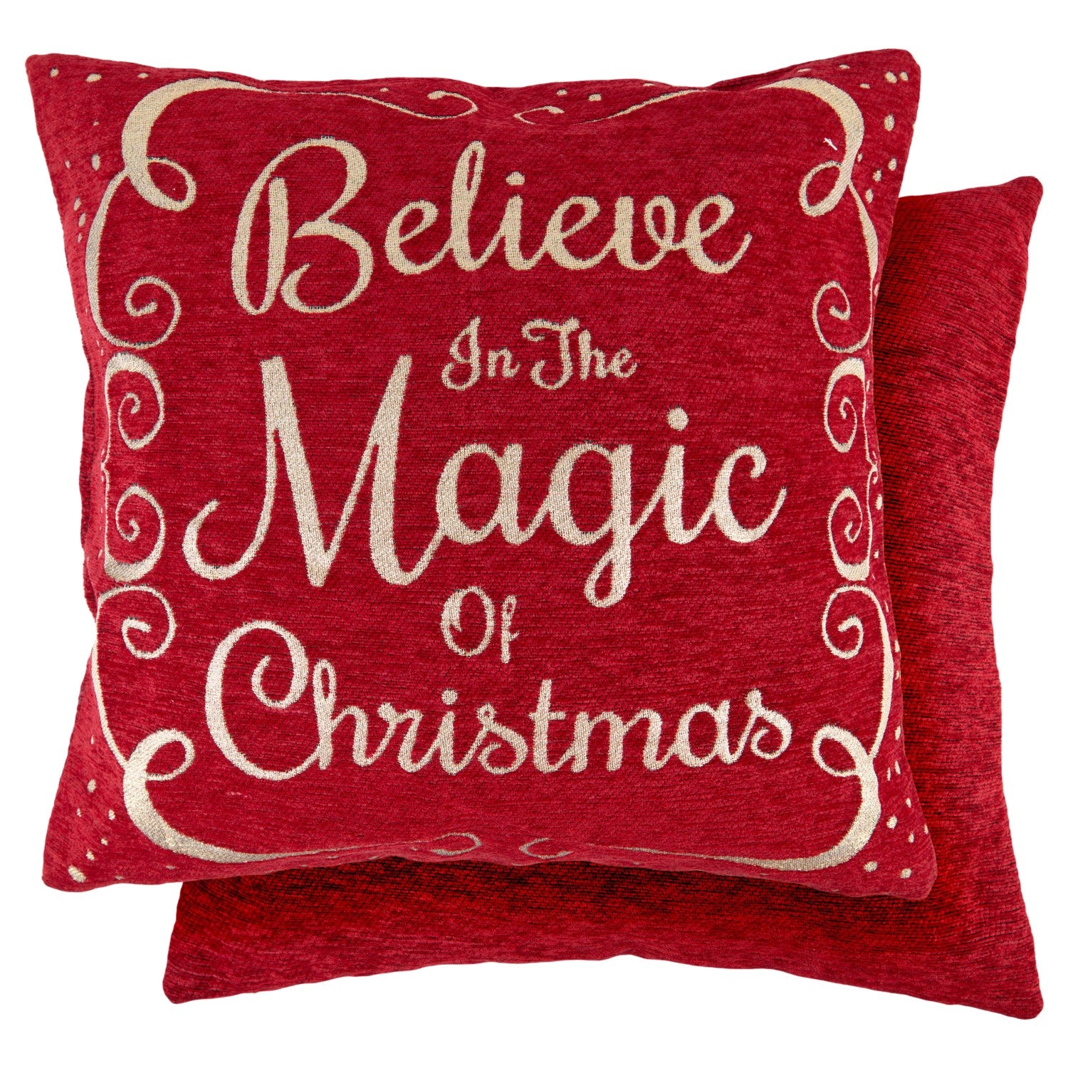 Believe in Christmas Chenille Cushion Cover Pair 40cm x 40cm Julian Charles Home