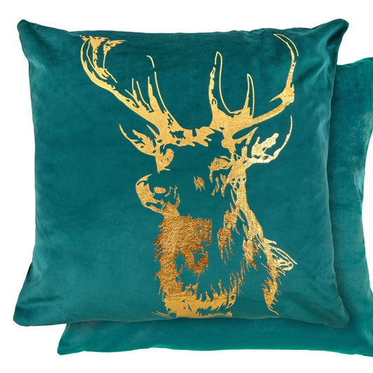 Velvet Stag Emerald Green Cushion Cover Pair