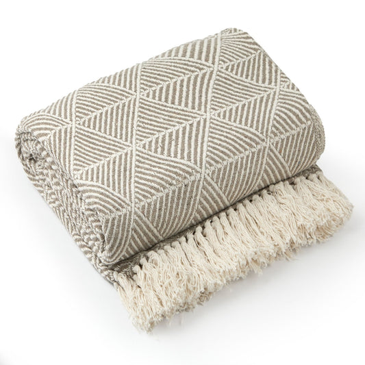 Zahra Natural Scandi Woven Recycled Cotton Throw