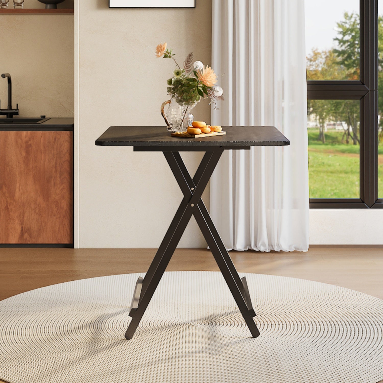 Square Black 4-Seater Folding Dining Table | Julian Charles