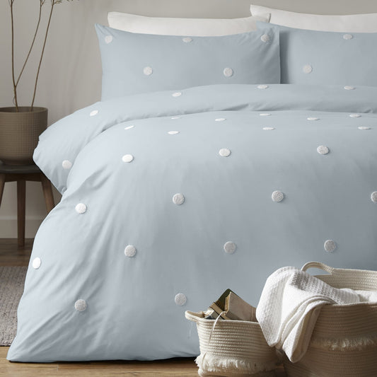 Dot Garden Duck Egg 100% Cotton Duvet Set