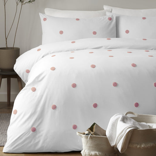 Dot Garden White & Pink 100% Cotton Duvet Set