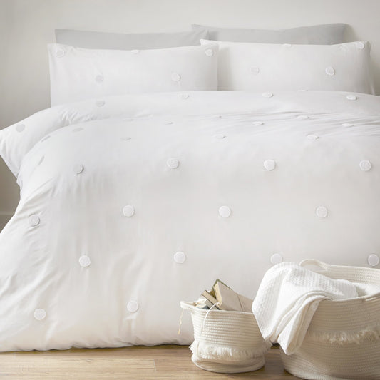 Dot Garden White 100% Cotton Duvet Set