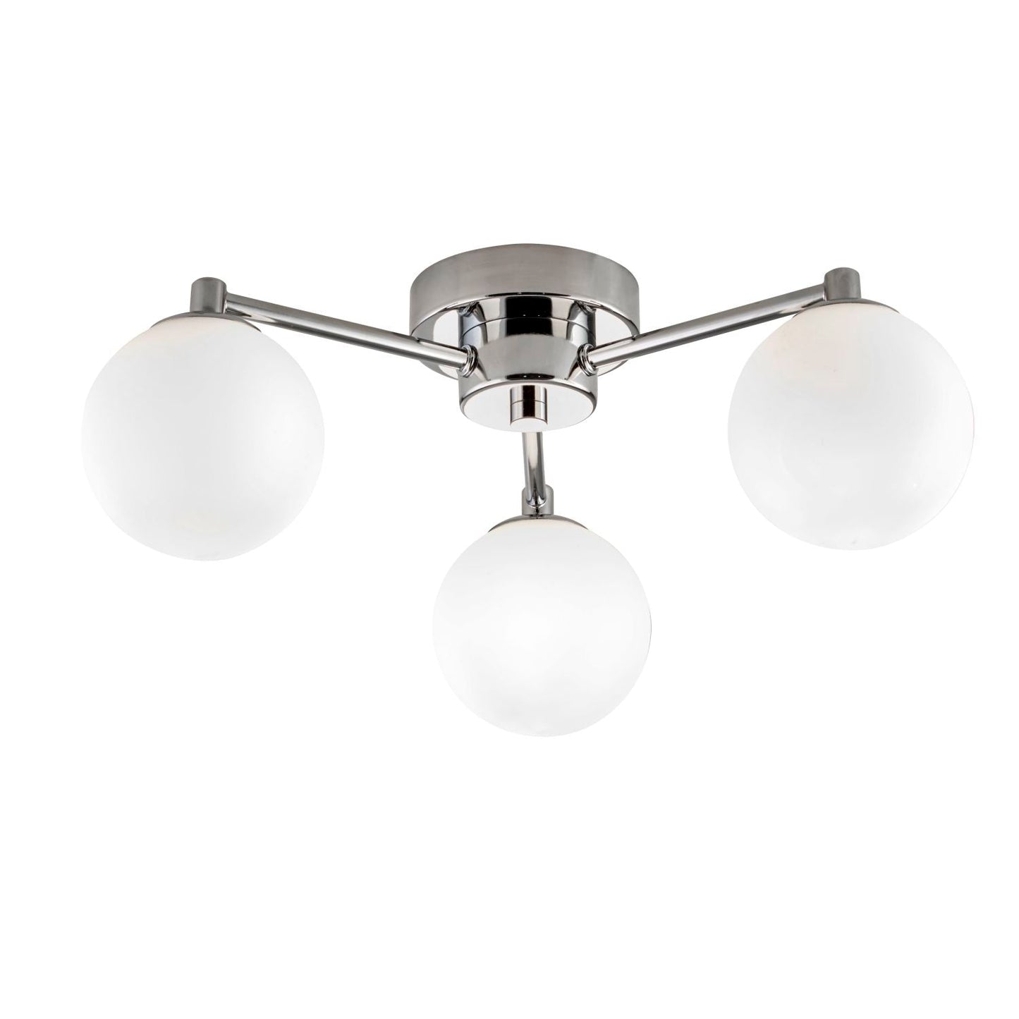 3 Light Chrome Ceiling Light With Frosted White Glass Shade