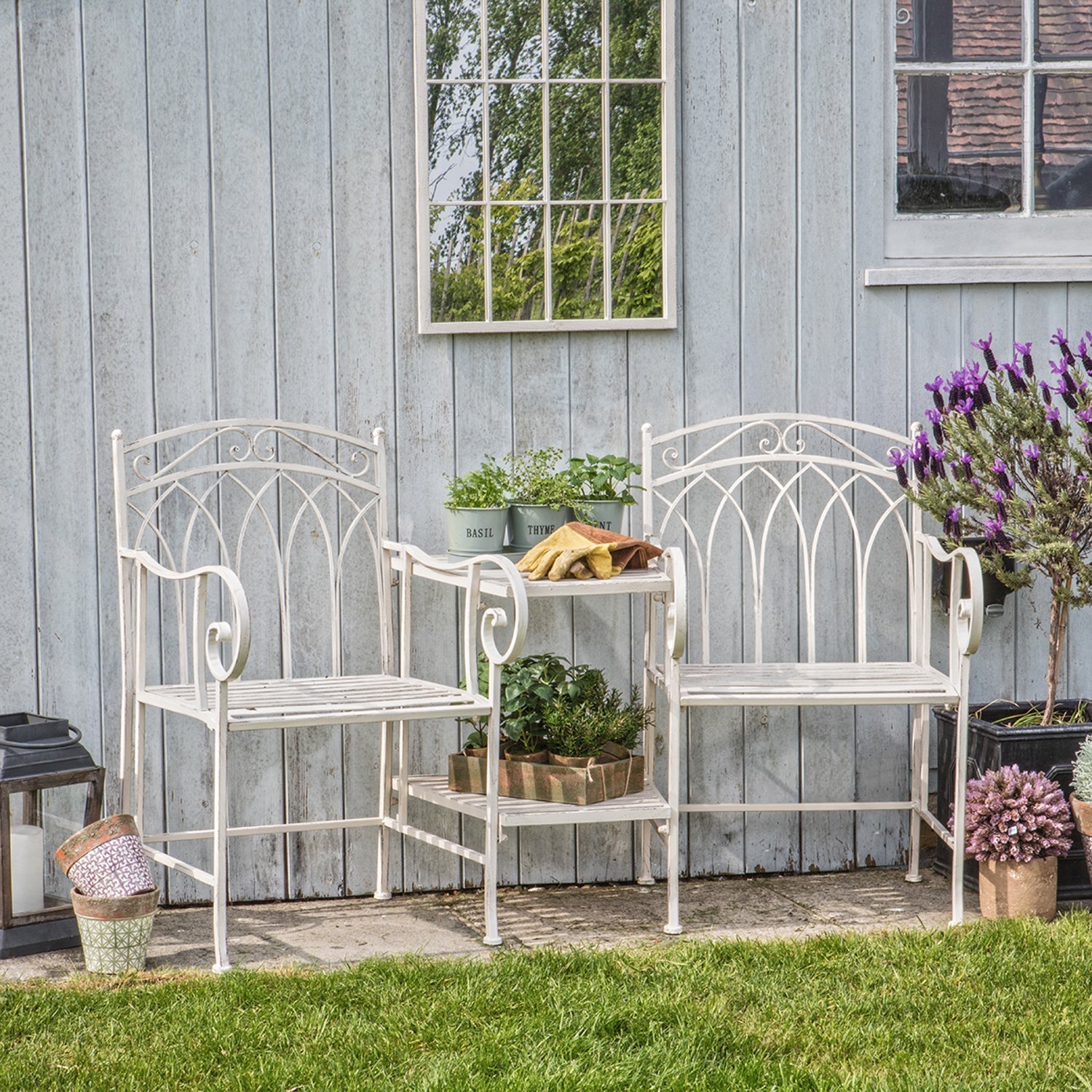 Lavoro Outdoor Loveseat Distressed White Julian Charles Home