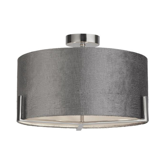 Texture Grey Velvet 3Lt Ceiling Light Fitting