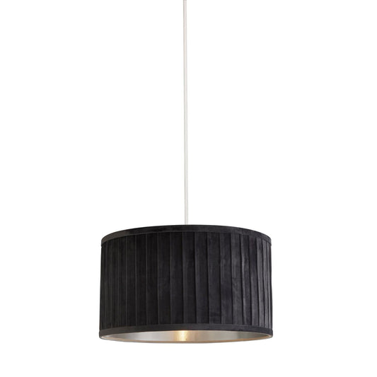 Pleated Velvet Grey Shade With Metallic Silver Inner (30cm)