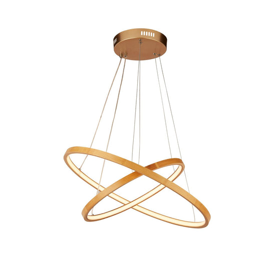 2 Wooden Ring LED Pendant Ceiling Light