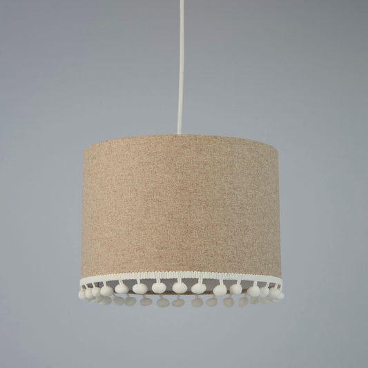 Natural Linen Pom Pom Trim Light Shade