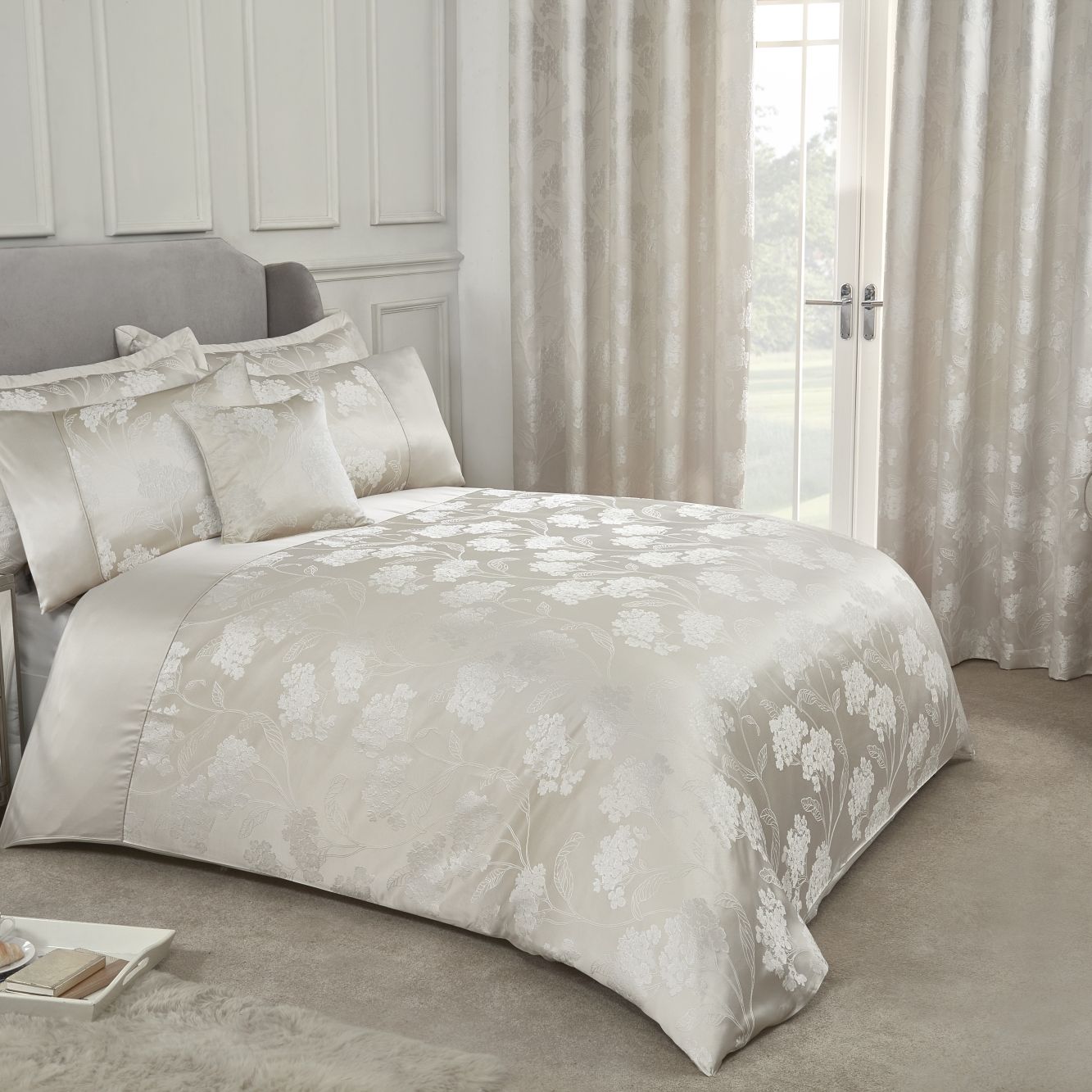 Blossom Cream Embellished Jacquard Duvet Set Julian Charles Home